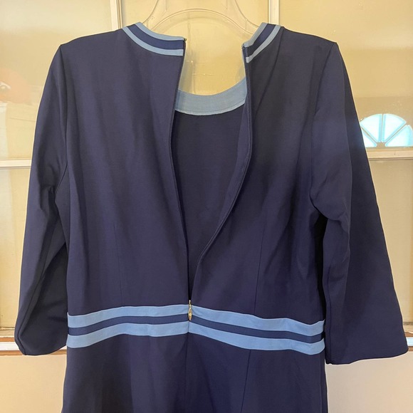 Draper James Solid Persley Ponte Dress Large Two Tone Navy Blue Striped NWT - Picture 5 of 7